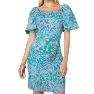 Lilly Pulitzer Lettie Dress Short Sleeve Cat Print
